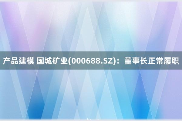 产品建模 国城矿业(000688.SZ)：董事长正常履职