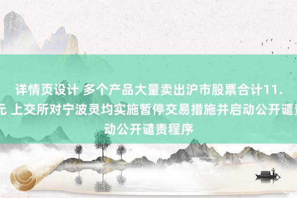 详情页设计 多个产品大量卖出沪市股票合计11.95亿元 上交所对宁波灵均实施暂停交易措施并启动公开谴责程序